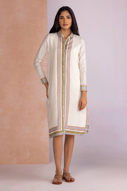 Stripe Drama Earth Shirt Dress