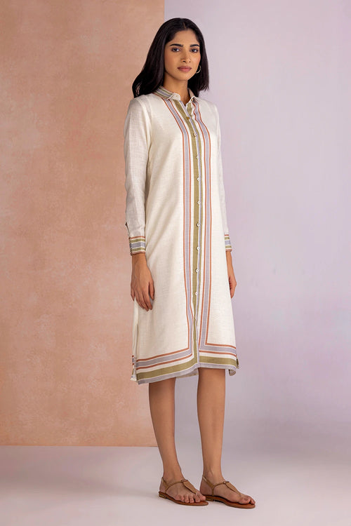 Stripe Drama Earth Shirt Dress