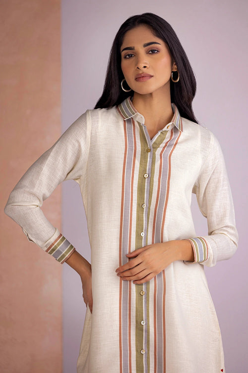 Stripe Drama Earth Shirt Dress