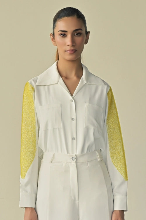 White Night Sky Patch Pocket Shirt