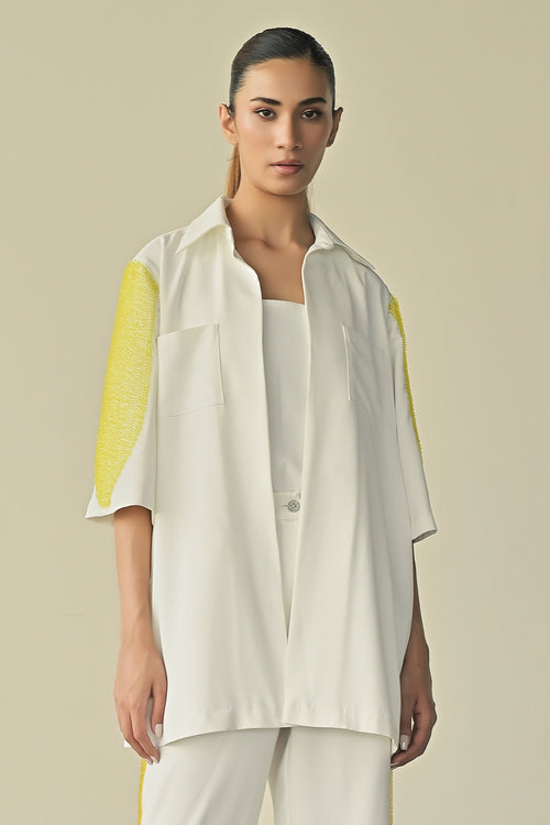 White Crystal Patch Pocket Shirt