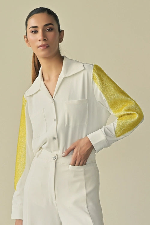 White Night Sky Patch Pocket Shirt