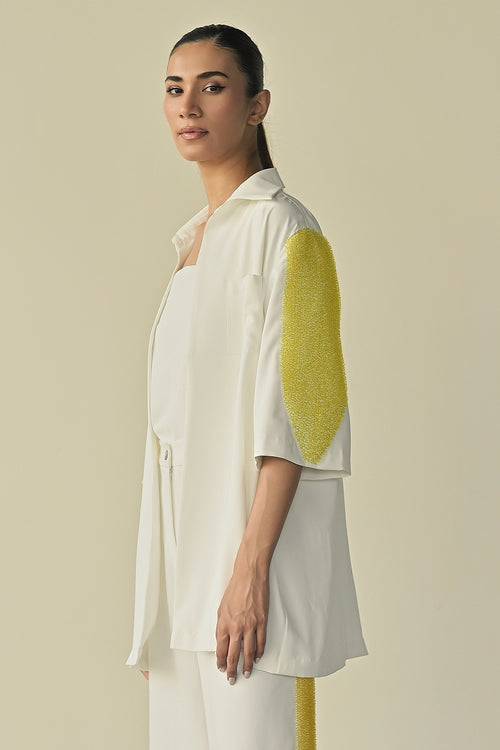 White Crystal Patch Pocket Shirt