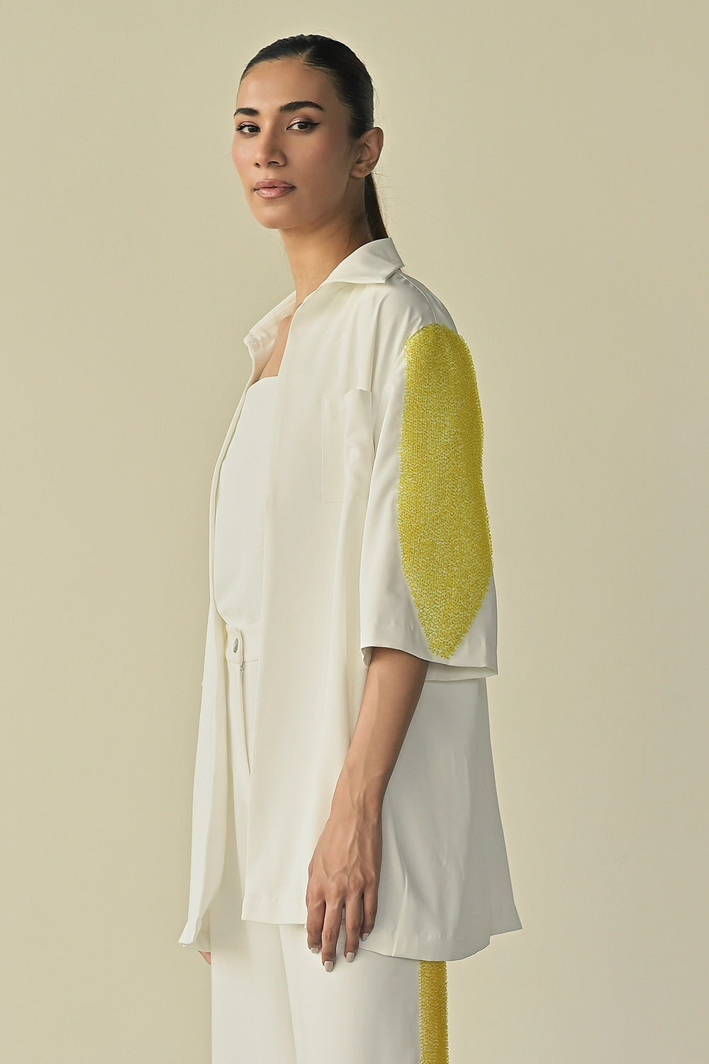 White Crystal Patch Pocket Shirt