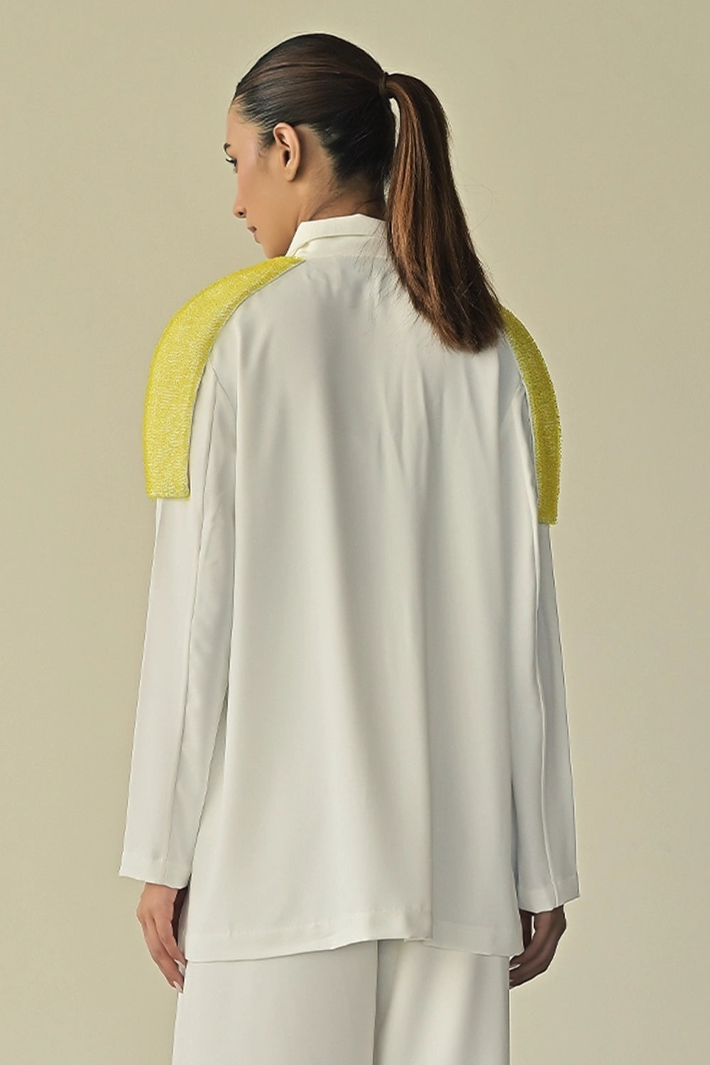 White Shoulder Embroidered Shirt