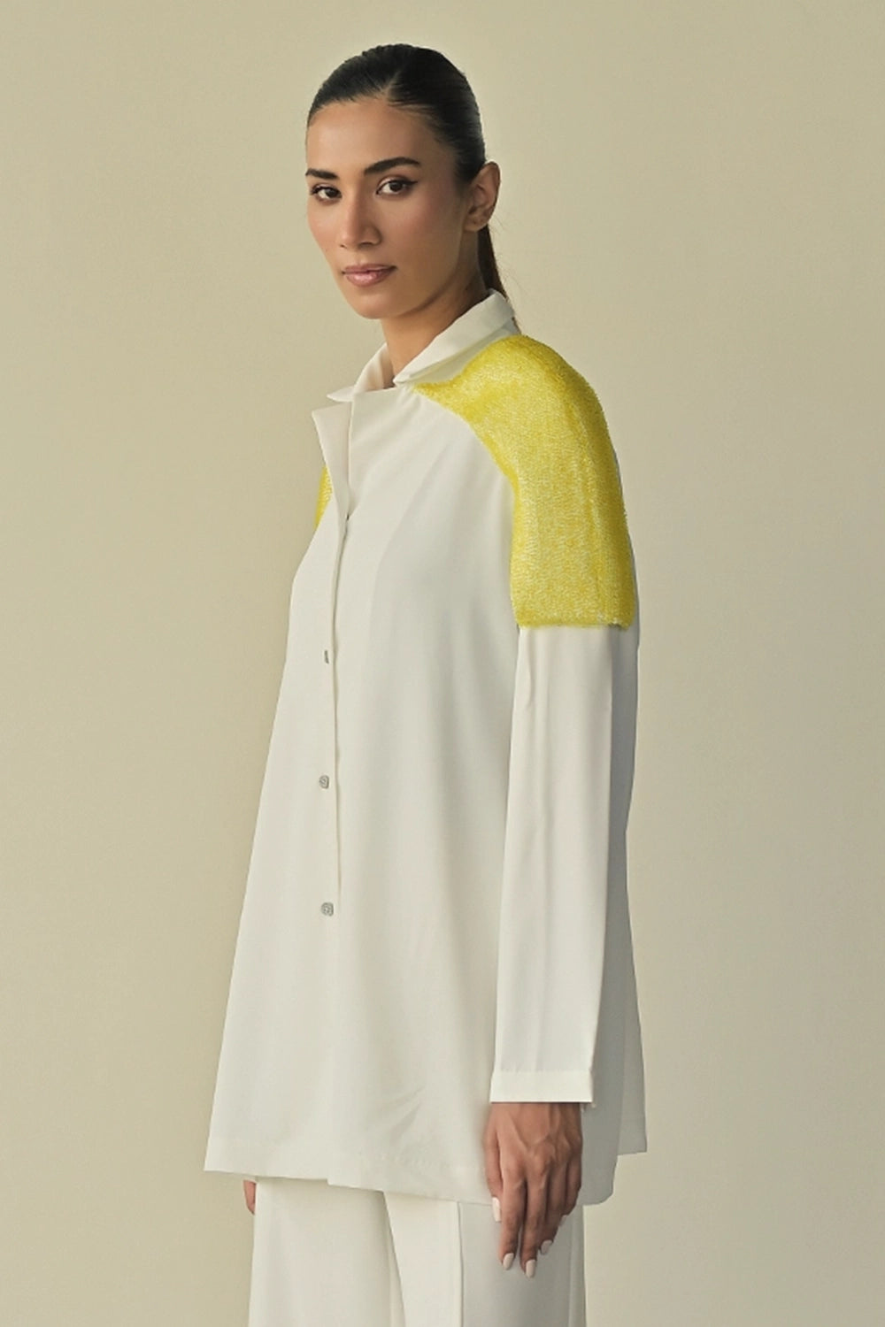 White Shoulder Embroidered Shirt