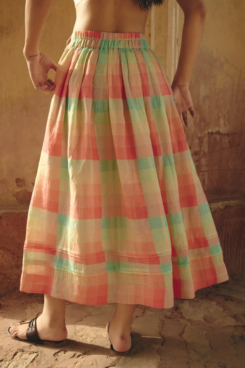 Ami Pleated Check Skirt