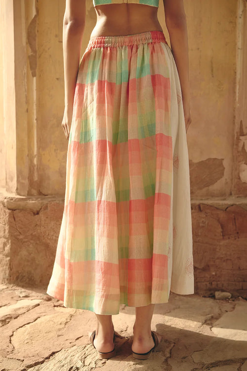 Multi Panel Elasticated Ivory Skirt