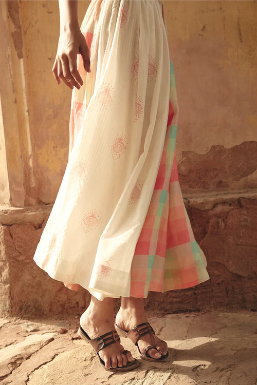 Multi Panel Elasticated Ivory Skirt