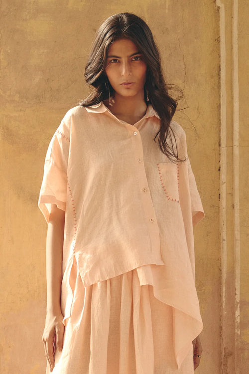 Amara Back Open Peach Shirt