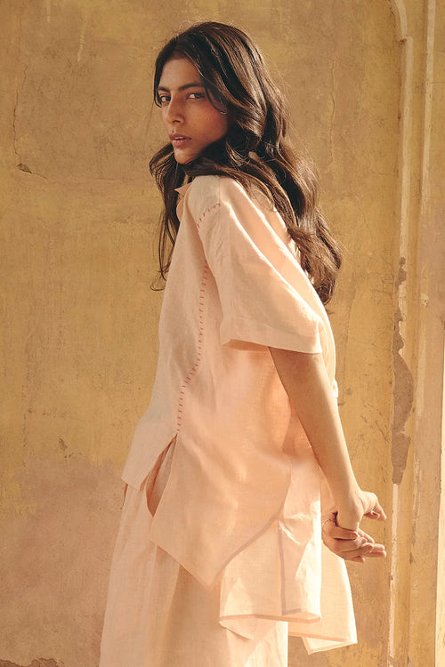 Amara Back Open Peach Shirt