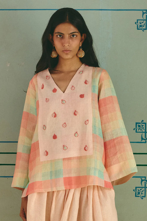 Bianca Embroidered Check Top