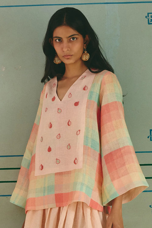 Bianca Embroidered Check Top