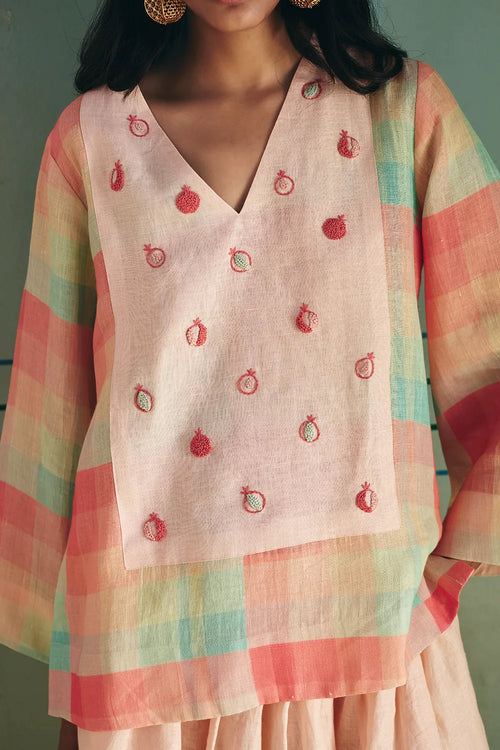 Bianca Embroidered Check Top