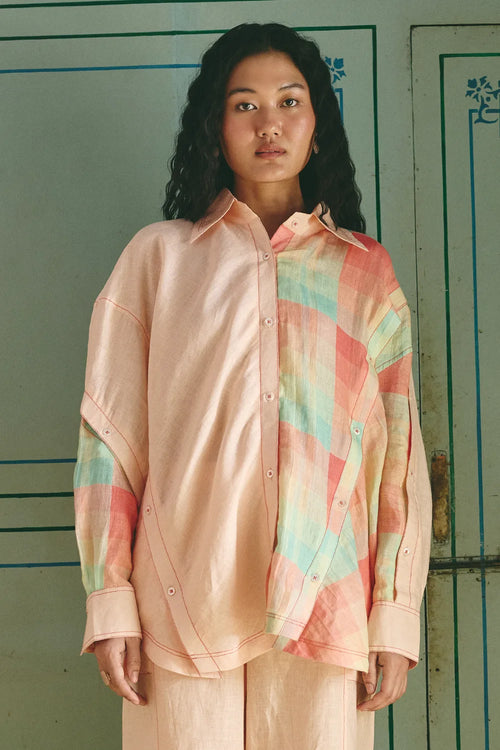 Kelly Bias Panelled Peach Shirt