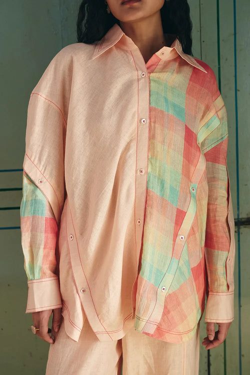 Kelly Bias Panelled Peach Shirt