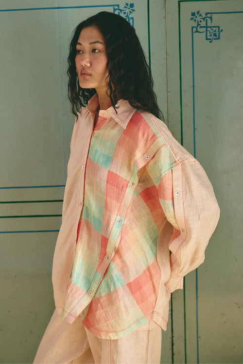 Kelly Bias Panelled Peach Shirt