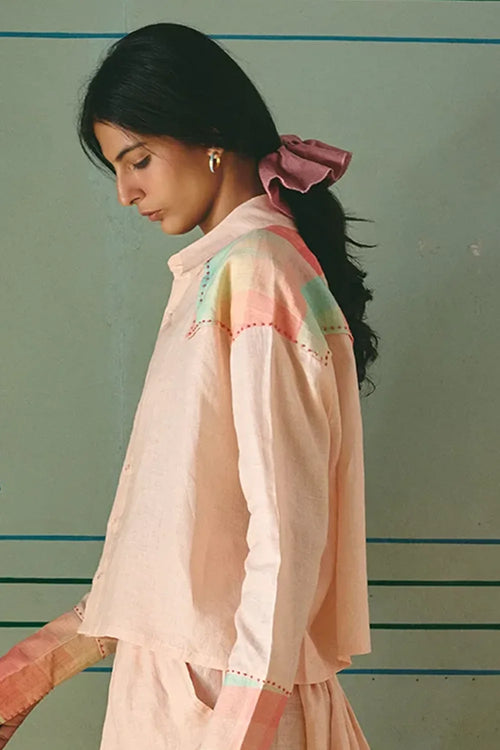 Bat Checkered Peach Shirt