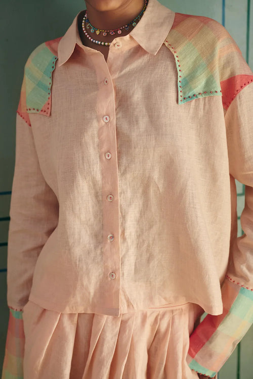 Bat Checkered Peach Shirt