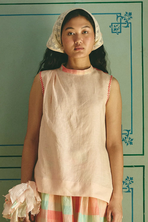 Lauren Pleated Peach Top