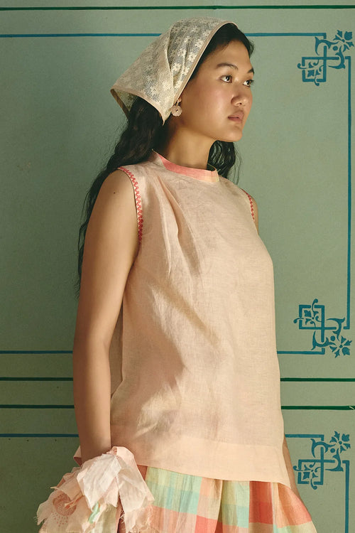 Lauren Pleated Peach Top