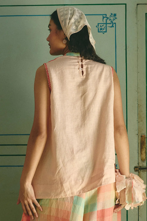 Lauren Pleated Peach Top