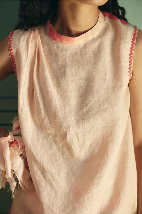 Lauren Pleated Peach Top