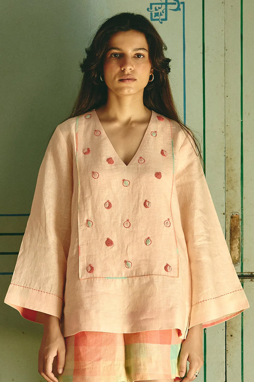 Bianca Embroidered Peach Top