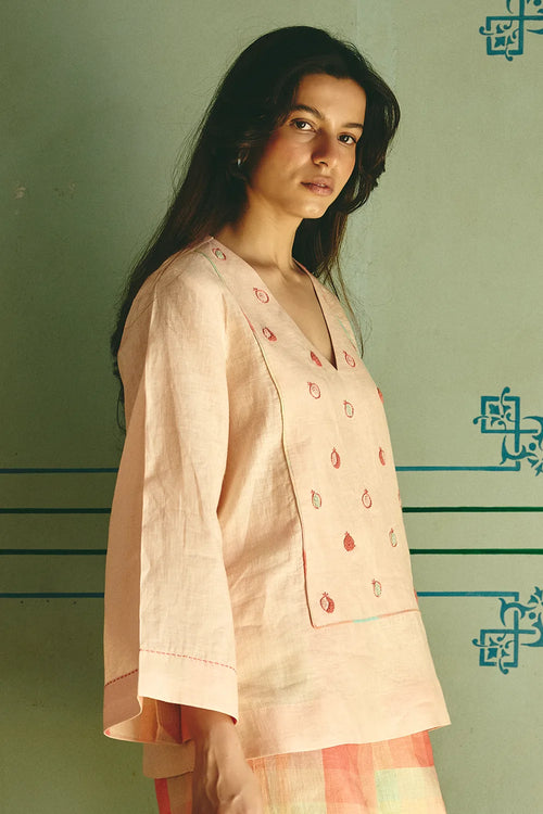 Bianca Embroidered Peach Top