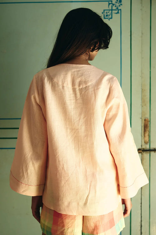 Bianca Embroidered Peach Top