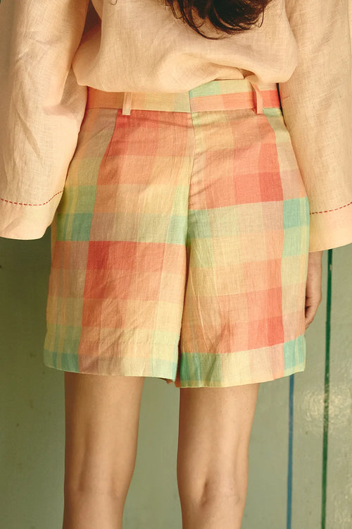 Nova Pleated Check Shorts