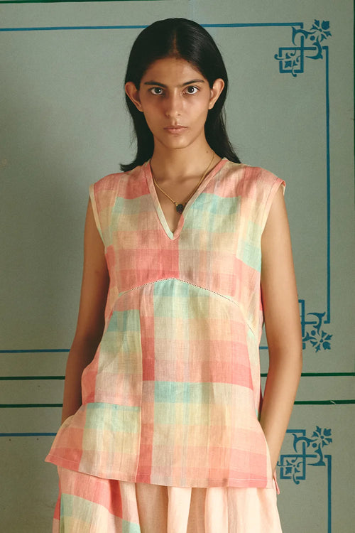 Roseline Lace Check Top