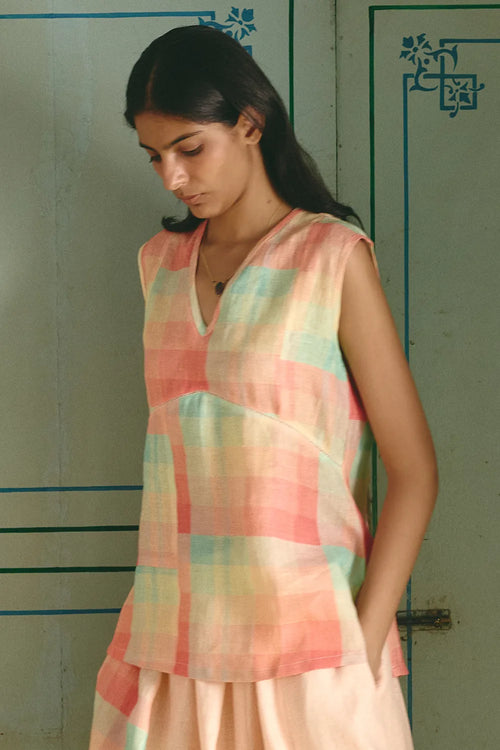 Roseline Lace Check Top