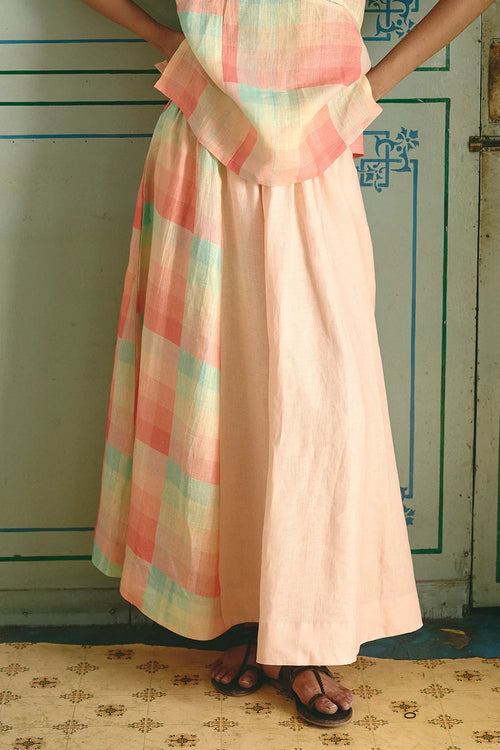 Multi Panel Elasticated Peach Skirt