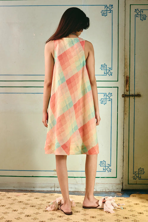Flora Checkered Short Dress