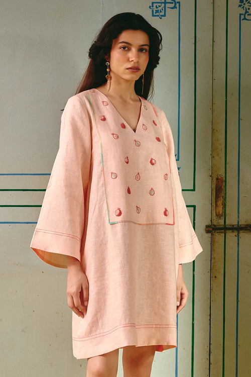 Bianca Peach Embroidered Dress