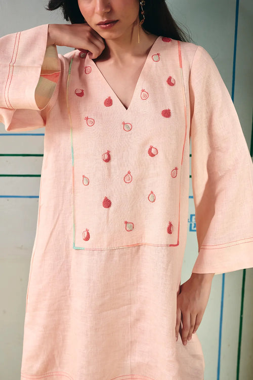Bianca Peach Embroidered Dress
