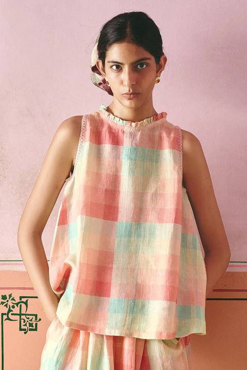 Zuri Frill Check Top