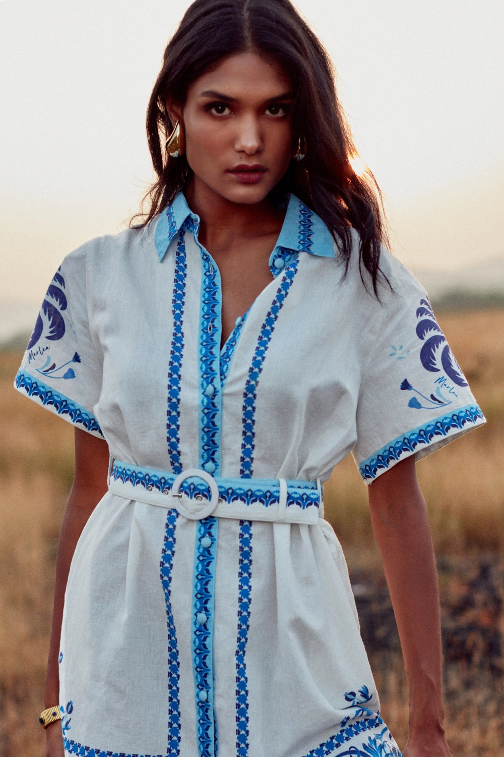 Blue Palm Tree Robe Alina