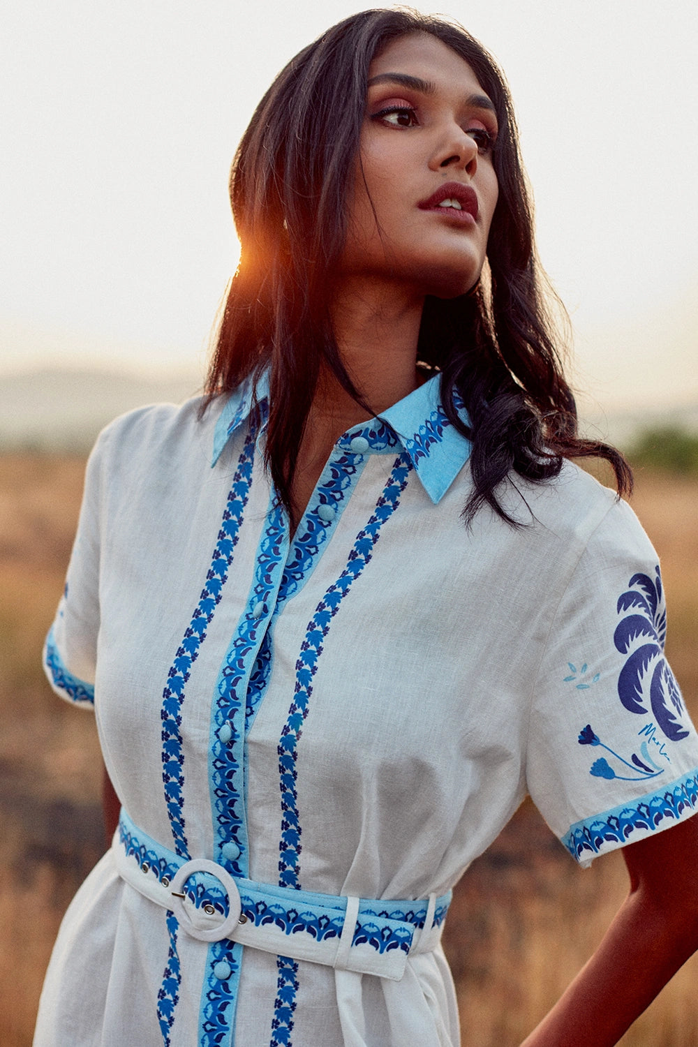 Blue Palm Tree Robe Alina