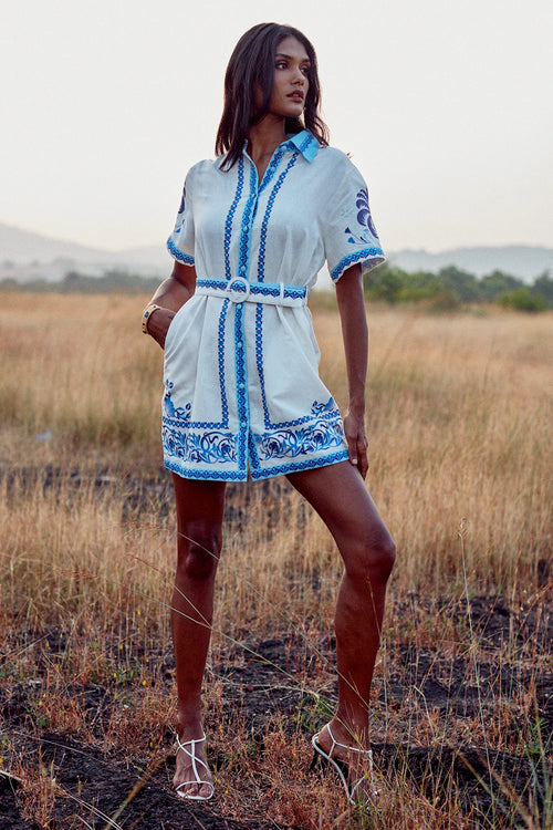 Blue Palm Tree Robe Alina