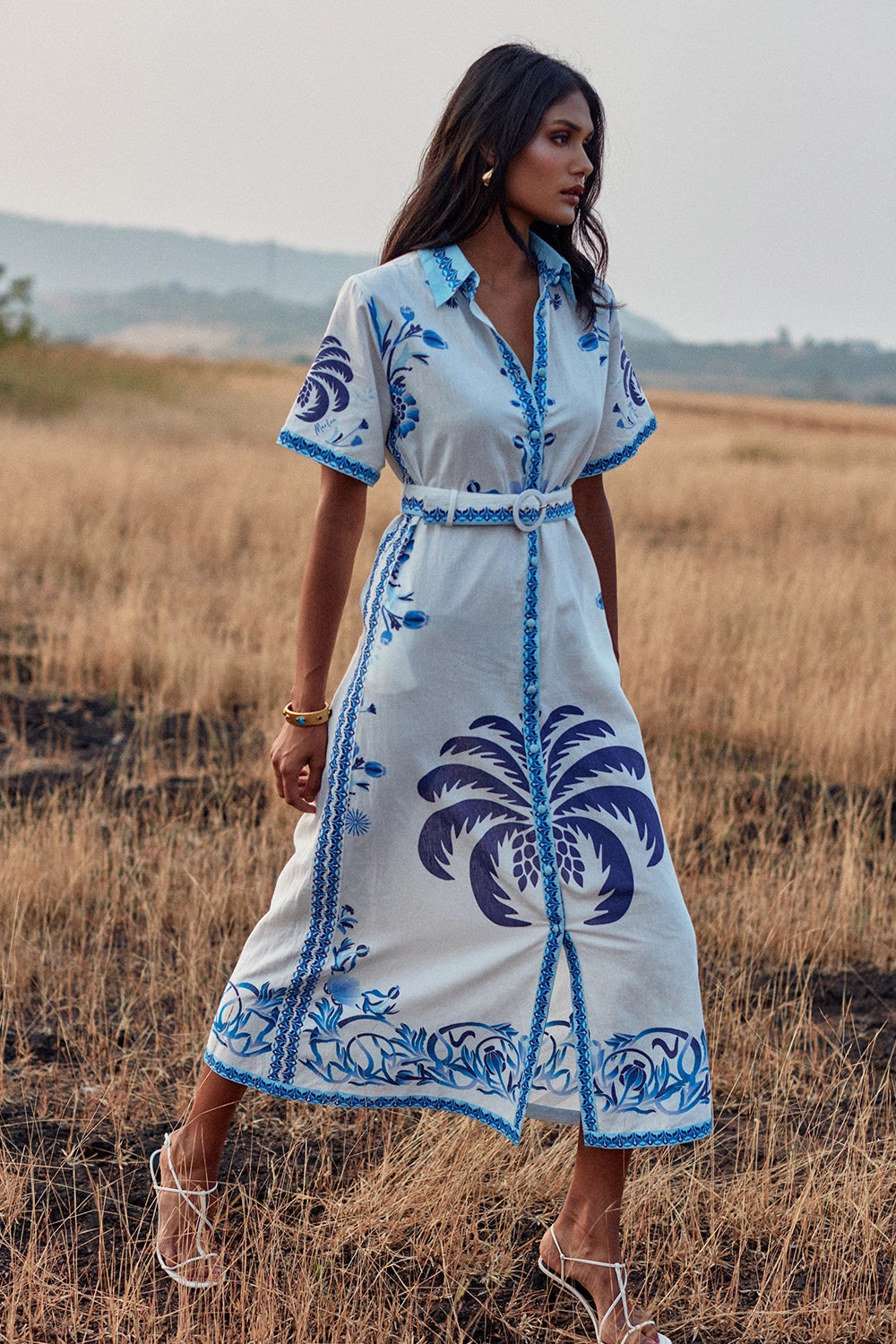 Blue Palm Tree Robe Chiara