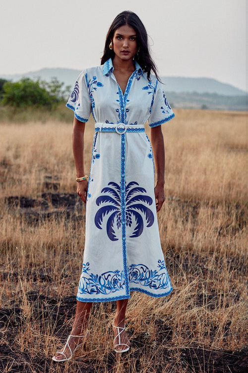 Blue Palm Tree Robe Chiara