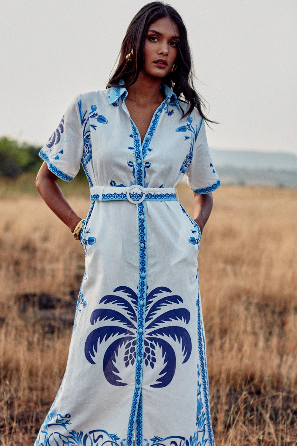 Blue Palm Tree Robe Chiara