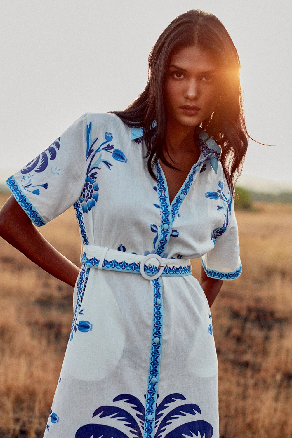 Blue Palm Tree Robe Chiara