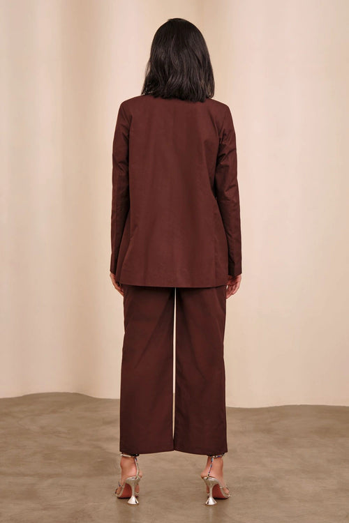 Brown Crest Jacket With Crest Pants