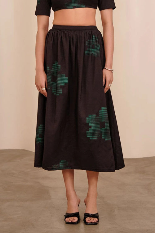 Black Green Dahlia Skirt