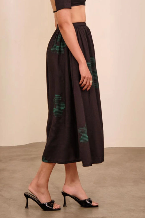 Black Green Dahlia Skirt