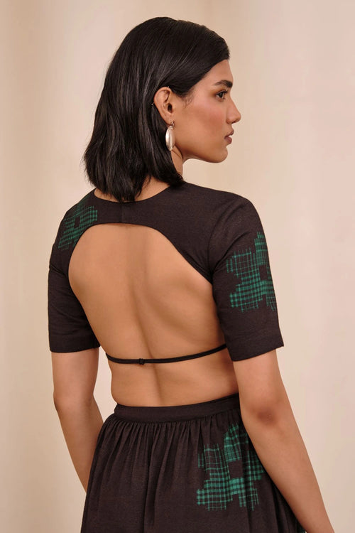 Black Green Dahlia Top