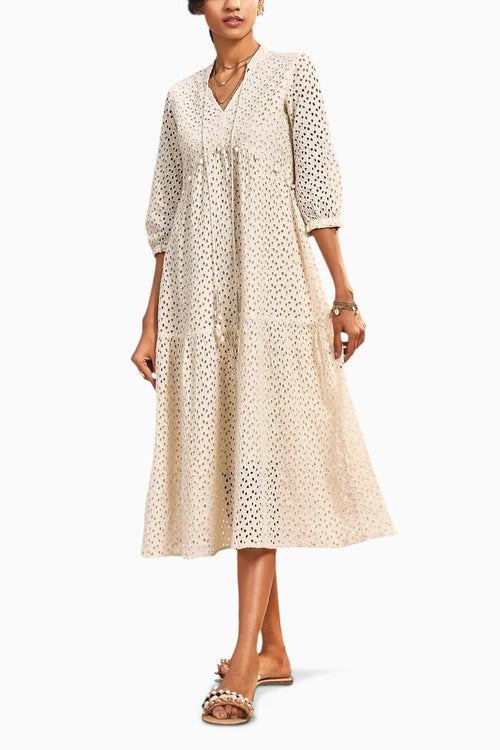 Breezy Cotton Cutwork Ivory Dress